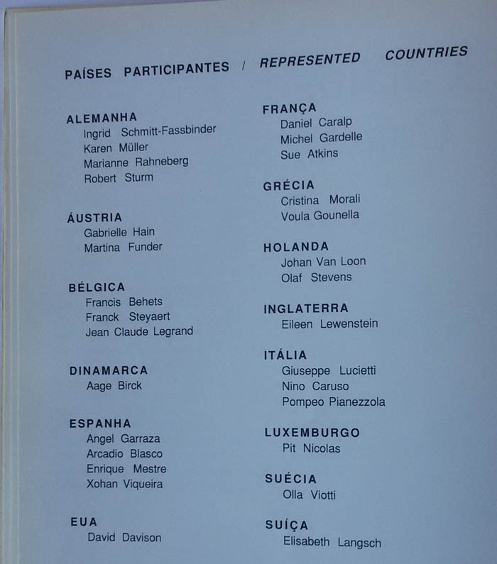 Lista de ceramistas estrangeiros participantes no evento